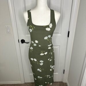 No Boundaries Olive Green Floral Tank Maxi Dress